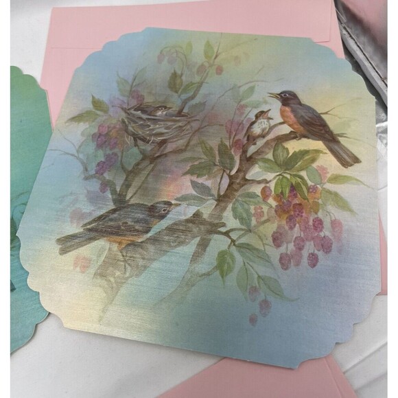 5 VINTAGE QUALITY CREST BEAUTIFUL BIRDS SCENES GREETING CARDS UNUSED ENVLEOPES - Picture 10 of 13
